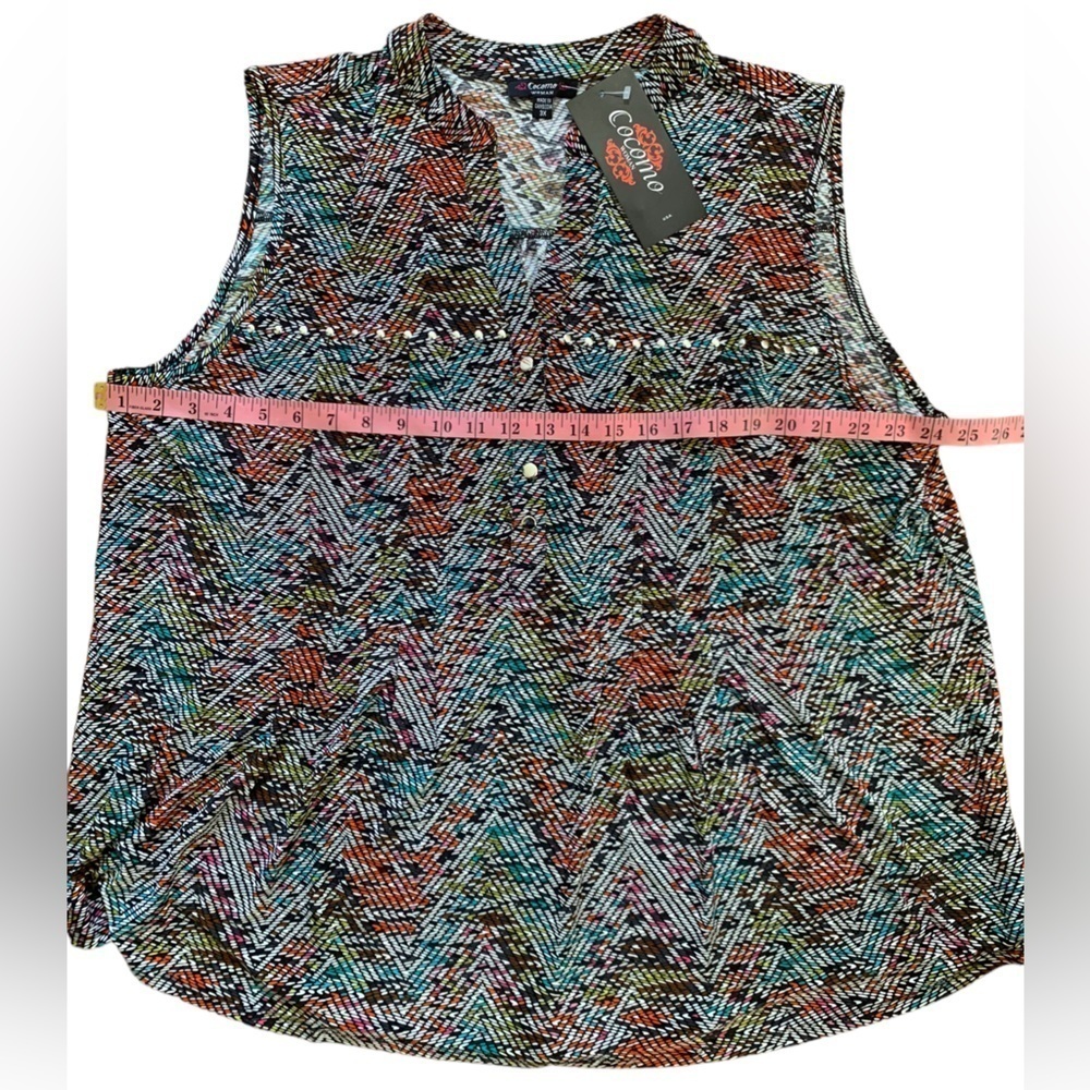 COCOMO 3X Plus size multicolored sleeveless women’s Blouse top shirt - Picture 11 of 13